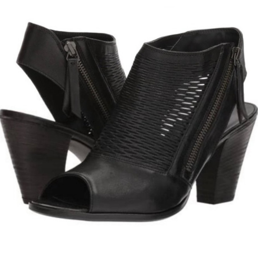 🕶️Paul Green Willow Black Cage Bootie Leather Wedge Sandal 10